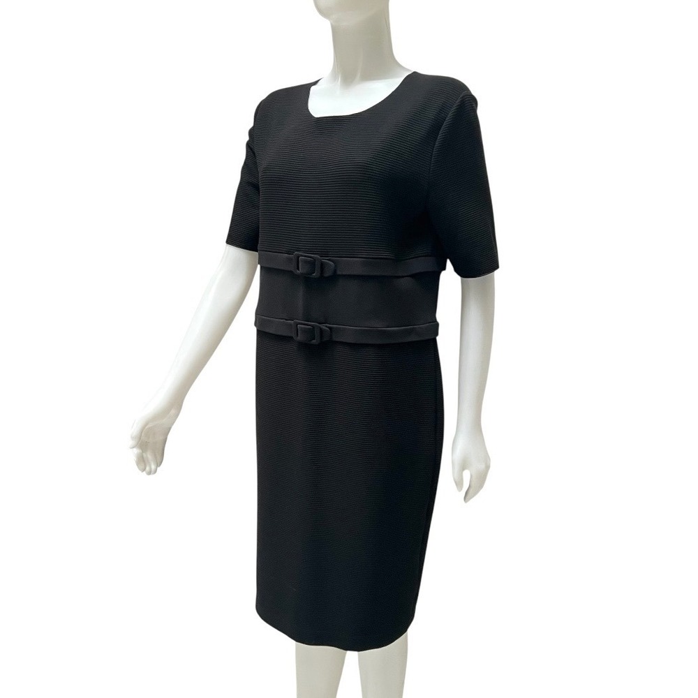 Armani Collezioni Black Ribbed Sheath Dress
Double Buckle Waist LBD Sz 14
Money - Picture 14 of 15